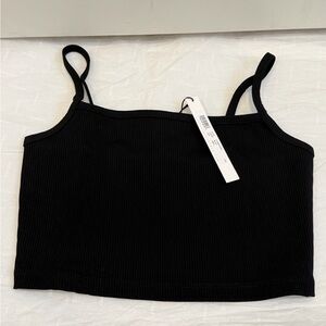 NWT Susana Monaco Black S rib string crop top